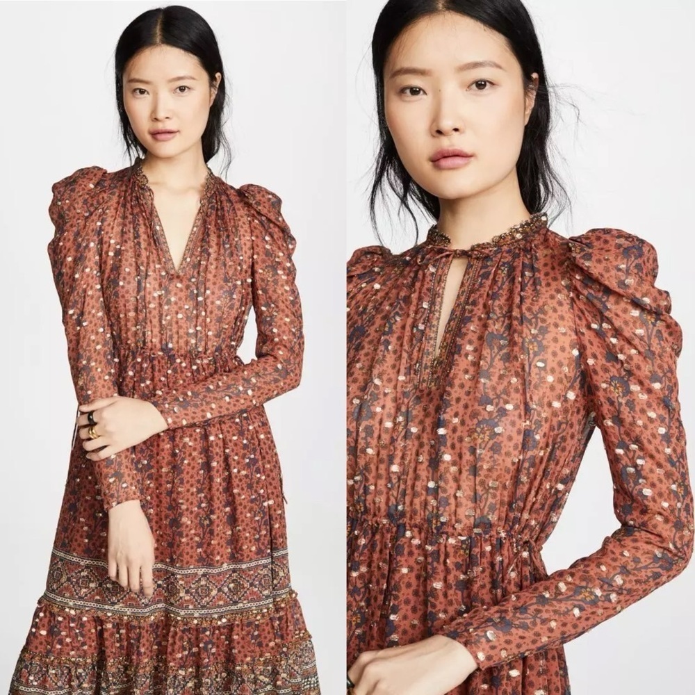 NEW!! ULLA JOHNSON - ALESSANDRA DRESS - BRICK Size 0